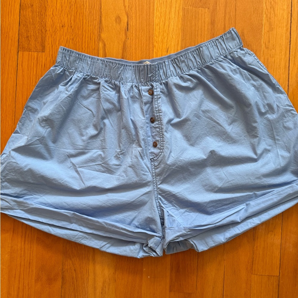 Free People Light Blue Button-Front Elastic Waist Shorts